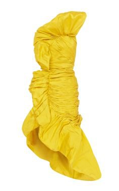 Yellow One Shouldered Ruffled Mini Dress by RAISA VANESSA