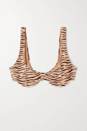 Bloom Tiger-print Underwired Bikini Top - Taupe