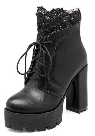 black platform boots heels