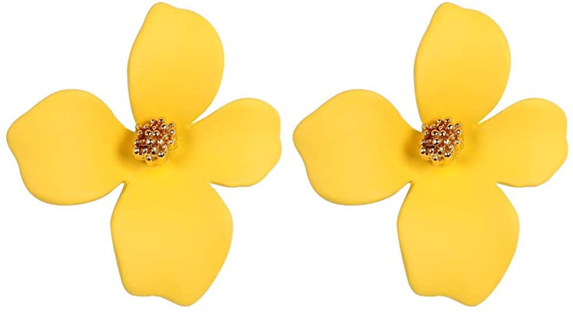 Amazon.com: Boho Stud Earrings for Women - Chic Flower Statement Earrings with Gold Flower Bud, Great for Sister, Mom, Lover and Friends (White): Jewelry