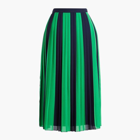 Striped pleated midi skirt