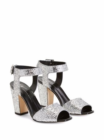 Shop Giuseppe Zanotti Emmanuelle Glitter heeled sandals with Express Delivery - FARFETCH
