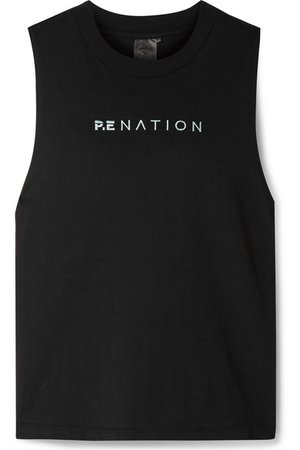 P.E NATION | Lead Force embroidered cotton-jersey tank | NET-A-PORTER.COM