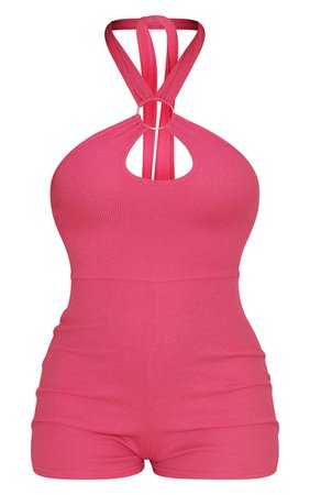 Pink Satin Cowl Halterneck Bodysuit | PrettyLittleThing USA