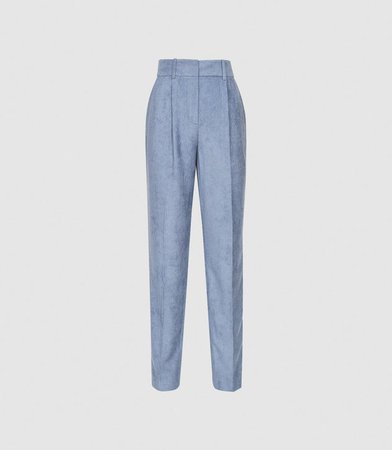 Thea Blue Pleat Front Corduroy Trousers – REISS