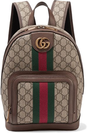 Gucci | Ophidia small textured leather-trimmed printed coated-canvas backpack | NET-A-PORTER.COM