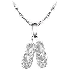 Amazon.com: Gemschest 925 Sterling Silver Ballerina Necklace Jewelry Cubic Zirconia Ballet Slippers Shoes Necklace Unicorns Gifts for Girls Teen & Dancer 18": Clothing, Shoes & Jewelry