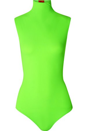 Alix | Denton neon stretch-jersey turtleneck thong bodysuit | NET-A-PORTER.COM