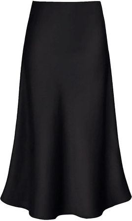 Amazon.com: Modegal Women's Satin High Waisted Ruffle Leopard Slip Silk Casual A Line Midi Skirt (Black, M) : Clothing, Shoes & Jewelry