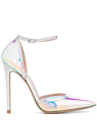 Silver Gianvito Rossi 110Mm Pointed Hologram Pumps For Women | Farfetch.com