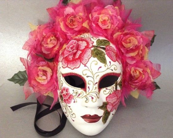 Dia De Los Muertos Pink Embroidery Roses Full Face Mask