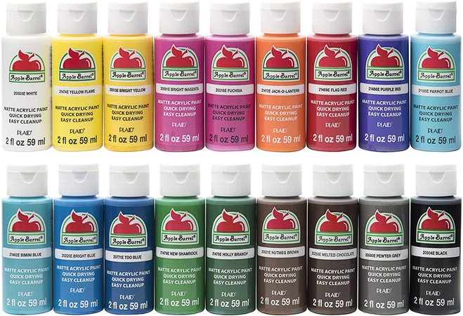 Amazon.com: Apple Barrel PROMOABI Matte Finish Acrylic Craft Paint Set Designed for Beginners and Artists, Non-Toxic Formula that works on All Surfaces, Assorted Colors 1, 18 Count