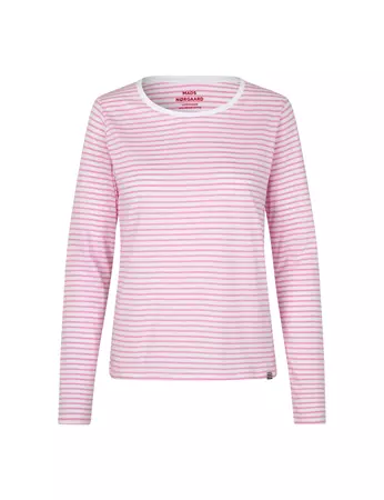 Organic Jersey Stripe Tenna Tee LS FAV, Begonia Pink/Brilliant White – Mads Nørgaard - Copenhagen