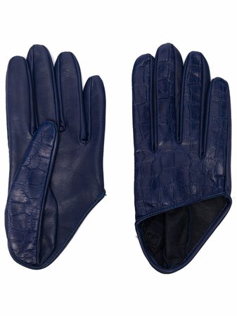 Manokhi croc-effect Leather Gloves - Farfetch
