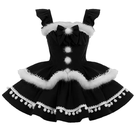 To Alice | White Plush Trim Black Christmas Jumper Dress Basque Waist Princess Dress (Dei5 edit)