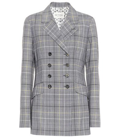 Checked wool and mohair blazer