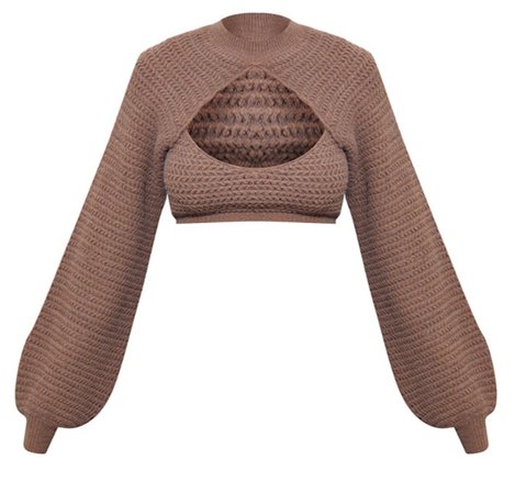 brown knit crop top
