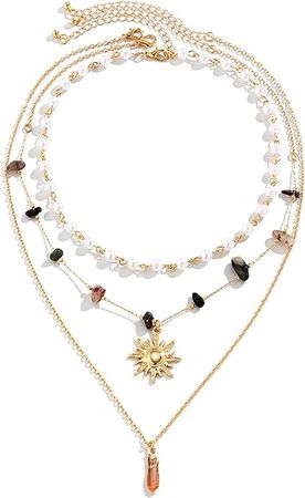 Amazon.com: Loulan Misterio Boho Layered Stacked Pendant Necklace, Women's Pendant Stacked Fashion Trendy Necklaces (Styel-2) : Clothing, Shoes & Jewelry