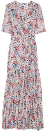 Mick Wrap-effect Ruched Floral-print Silk-voile Maxi Dress - Pink