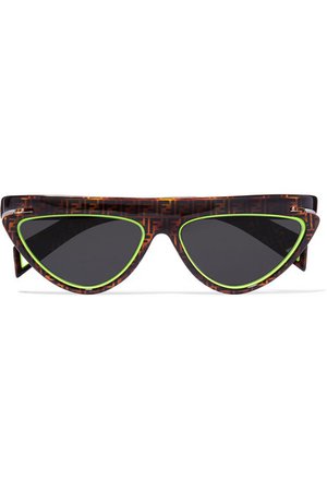 Fendi | Cat-eye neon-trimmed tortoisehell acetate sunglasses | NET-A-PORTER.COM