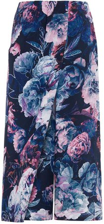 Abigail London - Silk Floral Print Kitty Culottes Navy