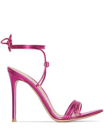 Shop pink Gianvito Rossi metallic Montecarlo 105mm sandals with Express Delivery - Farfetch