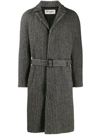 Saint Laurent Belted Wool Overcoat - Farfetch