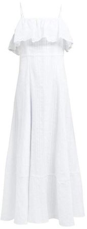 Loup Charmant - Sintra Stripe Woven Cotton Dress - Womens - White