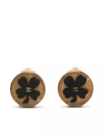 CHANEL Pre-Owned 2001 CC Clover clip-on Earrings - Farfetch