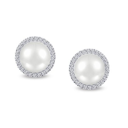 Margo Sterling Simulated Diamond Halo Pearl Studs | Friedman's Jewelers