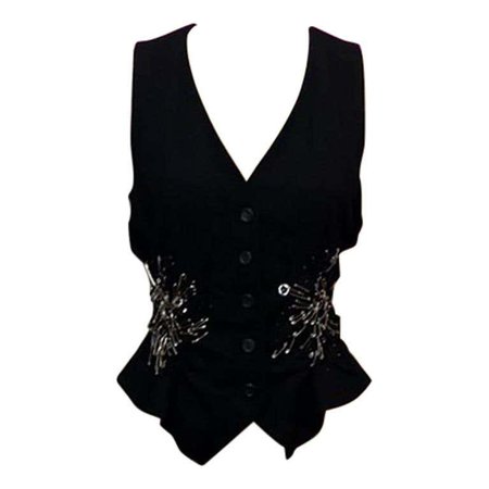 *clipped by @luci-her* Moschino Black Wool Safety Pin Vest For Sale at 1stDibs
