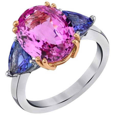 Pink Sapphire And Tanzanite Gold Ring For Sale at 1stdibs