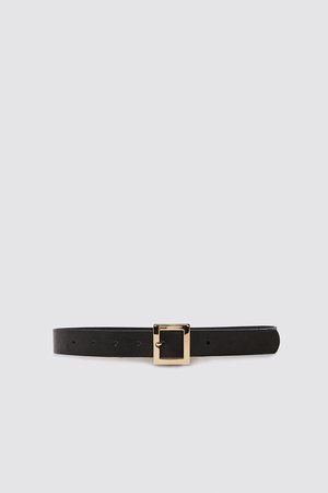 LEATHER BELT WITH SQUARE BUCKLE | ZARA United States black