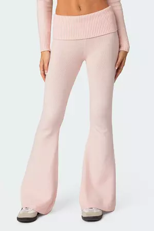 Desiree Knitted Low Rise Fold Over Pants edikted