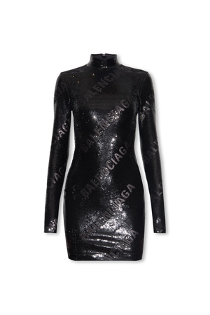 Balenciaga All-Over Sequin-Embellished Highneck Dress $4,932.43