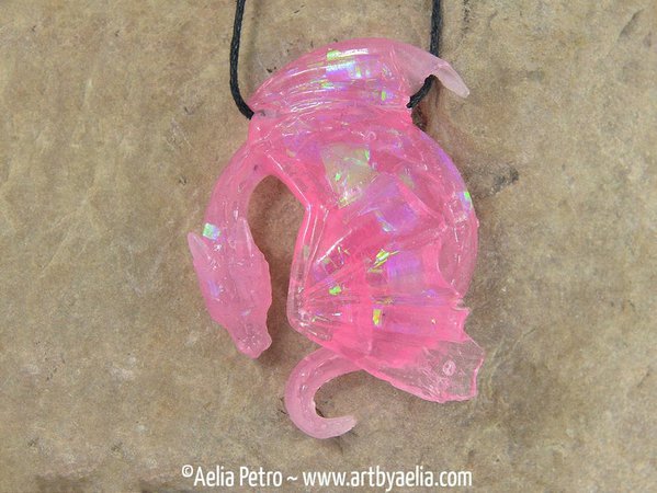 Resting Dragon Necklace Tutti Frutti Pink Unicorn Resin In | Etsy