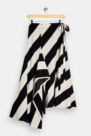 Black and White Stripe Midi Skirt