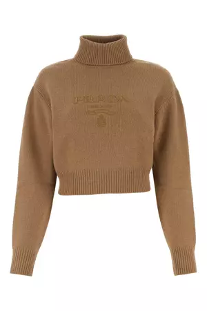 Prada Logo Embroidered Turtleneck Sweater – Cettire