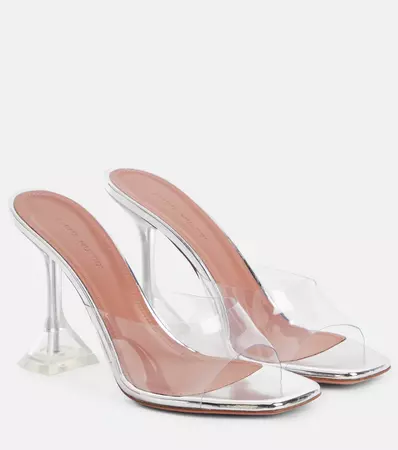Lupita PVC Sandals in Silver - Amina Muaddi | Mytheresa