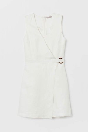 Lyocell-blend Wrapover Dress - White