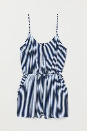 Viscose Jumpsuit - Blue/white striped - | H&M US