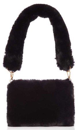 Black Faux Fur Strap Bag