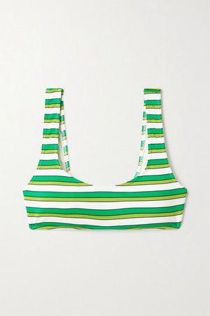 The Elle Striped Bikini Top - Green
