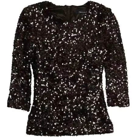 French Connection Women's 'Cosmic Sparkle' Sequined Top (0, Black) - Google Express