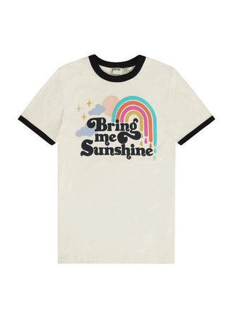 Cora Bring Me Sunshine Slogan Tee | Graphic Vintage-Inspired Ringer Tee | Joanie | Joanie Clothing
