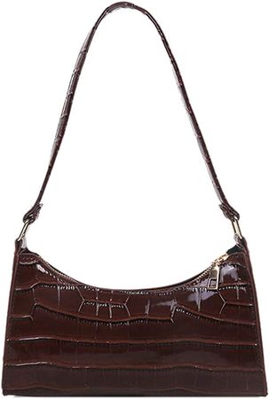 liuduo Alligator Pattern Hobos Underarm Y2K Bag Ladies Zipper Closure Handbag Snakeskin Print Shoulder Bags PU Leather Solid Color Handbags Tote, Dark Brown, 250x170x60mm: Amazon.co.uk: Fashion