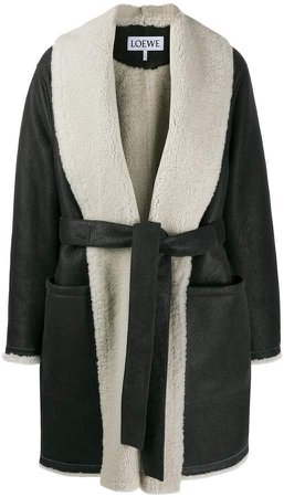 shearling lining belted coat
