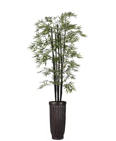 Vintage Home 93" Tall Bamboo Tree With Decorative Black Poles and Fiberstone Planter