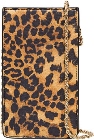 Loeffler Randall Augusta Leopard Chain Phone Crossbody Bag