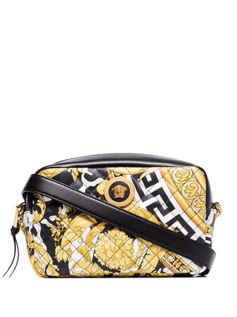 Black Versace Baroque Quilted Cross-Body Bag | Farfetch.com